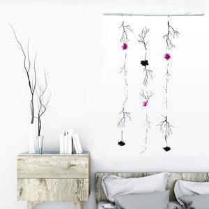Handmade Asian Wall Decor Art, Orchid Wall Hanging, Orchid Wall Decor, Bamboo Wall Art, Chinese Wall Art, Flower Wall Decor, Boho Wall Art