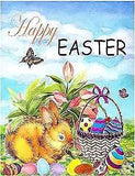 Happy Easter Bunny Eggs Basket Lilies Flowers Double Sided Garden Yard Flag