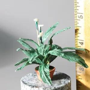 Handmade Lily plant in pot - Miniature Dollhouse 1:12 scale