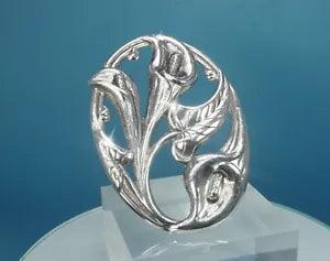 925 Sterling Silver Calla Lily Flower Floral Pin Brooch Danecraft Vintage 1940's