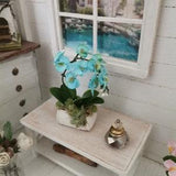 Miniature Orchid, Fanelopis with blu flowers miniature, Dollhouse flowers miniature 1 12 scale, flower gift, Decor for dollhouse