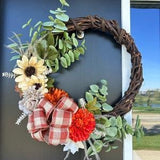 Fall Wreaths for Front Door | Autumn Farmhouse Wreath | Harvest Wreath | Rustic Foliage