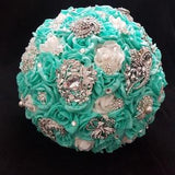Brooch Bouquet,Robins egg blue, duck egg blue  teal rose bouquet. by Crystal wedding uk
