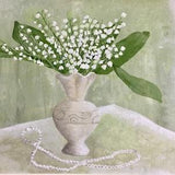 May Lily of The Valley Still Life Original Oil Painting on Canvas White Flower Bouquet Botanical Wall Art Romantic Gift Pastel Decor