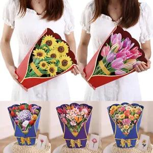 Paper Flowers Pops-up Bouquet 3D Flower Greeting Cards Bouquet Card Sunflower