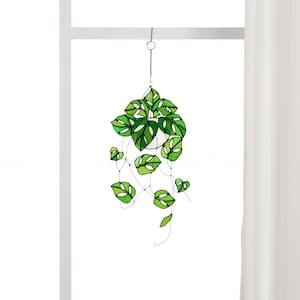 Monstera plant hanging decor sun catcher -Plant stained glass home decor - plant lover chriatmas gift-won't die plant