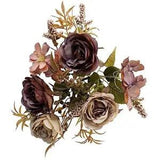 Vintage Artificial Peony Silk Flowers Dusty Brown Fake Flowers for DIY