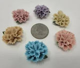 6 pcs Porcelain Ceramic Carnation Flower Large Blossom Heads VTG Cabochon Cameos