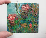 Water lilies in the style of Clau Miniature oil painting of the. No frame3,5x3,5
