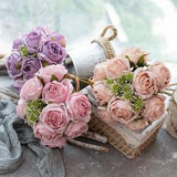 Artificial Flowers, Silk Rose Bouquet, Faux Flower for Wedding Decoration, Table Centerpieces, Floral Gift