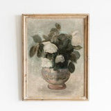 White Roses Oil Painting, Print & Ship, Flower Bouquet in Vase Oil Painting, Gicl???e Physical Print, Mailed Poster, Neutral Farmhouse Decor