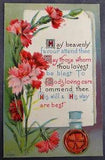 Postcard God Loving Care Greetings Carnations