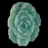 BD07449# Hand Carved Peony Flower  Amazonite Pendant Bead Gemstone 1 Pcs