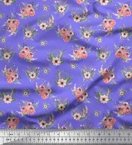 Soimoi Purple Cotton Poplin Fabric Mignon Dahlia & Peony Floral-JSD