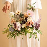 Eucalyptus & candy pink anemone wildflower boho bouquet / pastel mauve peony fine art wedding bouquet