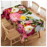 Flowers Frame Tablecloths Colorful Peony Rose Flowers On Wooden Kitchen