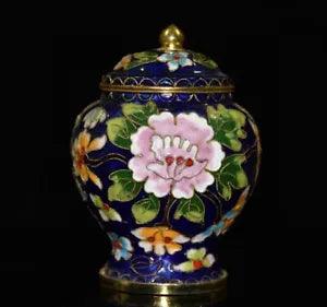 urple copper embryo cloisonne gilded silk peony flower Jiang Jun jar decoration