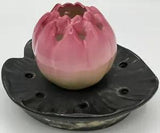 Vintage Two Piece Ceramic Lily Pad Flower Frog 698622 Pond Bouquet Plant Pink