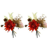 2x Maine & Crawford 3-Head 29cm Peony w/ 14-Spray Bouquet Artificial Flower ORNG