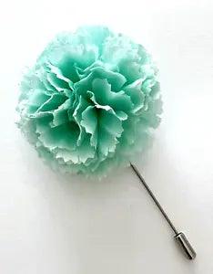 2" Light Aqua Blue Carnation Silk Flower Stick Lapel Pin Men's Women's