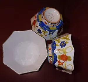 Lot 3 "AMM Faenza Garofano 23005" Blue Carnation Bowls Scalloped Edges MINT VTG