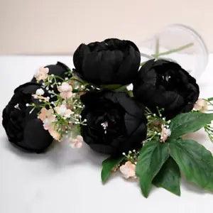 10 BLACK 3" Faux SILK PEONY FLOWER Heads Wedding Party Events Home Decorations
