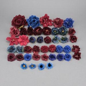 43Pcs Artificial Flowers Combo Set/4-12cm Rose Peony Flowers Head Silk Flowers/Bulk Fake flowers for Handmade DIY Wedding Home Decoration