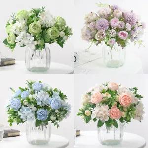 Bouquet Artificial Home Fake Peony Bunch Party Flowers Wedding Silk Garden-Decor