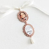 Silver, Antique Gold or Rose Gold, Single, Double Wedding Bouquet Photo Memory Charm Bridal Party Gift Keepsake Momento, Bride, Engagement