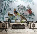3D Peony Flower Birds G3404 Wallpaper Wall Murals Removable Self-adhesive Honey