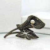 Heavy Vtg Estate 835 Sterling Silver Marcasite Pearl Calla Lily Brooch