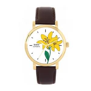 Toff London TLWS-37005 Ladies Yellow Lily Flower Watch