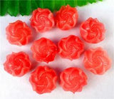 10Pcs 19x11mm Orange Red Tridacna Carved Peony Flower Pendant Bead Craft EE3736
