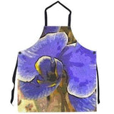 Blue orchid plant ladies apron, Rare orchid bouquet hostess apron, Summer blossom botanical print foodie, Flower lover, Floral cooking smock