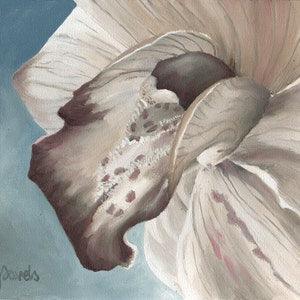 Orchid Painting - White Flower Art, Orchid Gift, Flower Painting, Botanical Wall Art, Blue & White Art, Macro Flower Art, Floral Decor