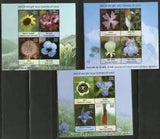 India 2013 Wild Flowers of India Lily Sunflowers Poppy Plant 3 Miniature sheets