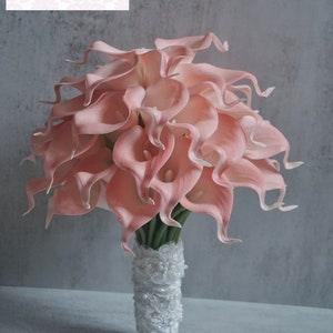 Blush Pink Calla Lily bouquet, Bridal Bouquet, Silk Flower bouquet, Wedding Flowers, Bridesmaid Gifts, Toss Bouquet, Flower Girl Bouquet