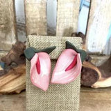 Vintage Cala Lilly Flower Clay Stud Earrings NEW!