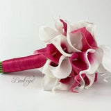 CHOOSE RIBBON COLOR - Pink Calla Lily Bouquet, Begonia Calla Lily Bridal Bouquet, Real Touch Bouquet, Wedding Bouquet, Bridal, Bridesmaid