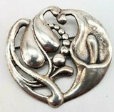 Calla Lily Lilly Flower Pin Brooch Marked Sterling Silver Antique Vintage Large