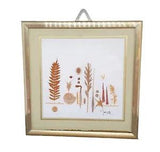 Vintage Brass Wall Frame Hand Pressed Dried Real Flowers Leaves Seeds Signed Art