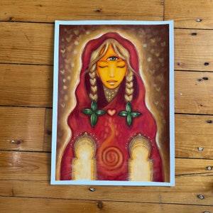 Holy basil medicinal plant illustration Original artwork from The Divine Essences oracle card in acrylic on watercolor board