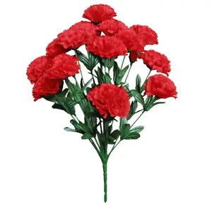 Red 14-Carnation 20" Bush Silk Flower Home Holiday Wedding D???cor In/Outdoor US