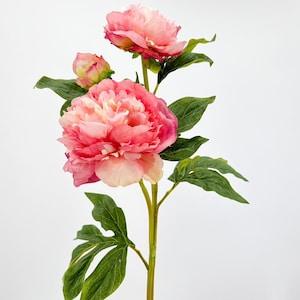 3-Head Pink Peony Silk Stem Realistic Luxury Quality Artificial Kitchen/Wedding/Home Decoration | Gifts French Floral Flowers Cozy Decor