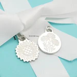 SET* Tiffany & Co. Go Women Marathon Sunflower & Carnation Charm Silver w/Pouch