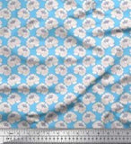 Soimoi Blue Velvet Fabric Peony Floral Decor Fabric Printed metre-IrE