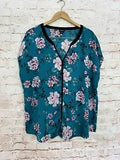 Torrid Teal Pink Floral Peony Cherry Blossom Blouse Plus Size 2