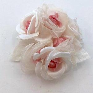 White Pink Silk Flower, Fabric Rose brooch, floral wedding dress embellishment and lapel pin, millinery accessory, bridal hair pins