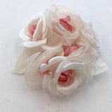 White Pink Silk Flower, Fabric Rose brooch, floral wedding dress embellishment and lapel pin, millinery accessory, bridal hair pins