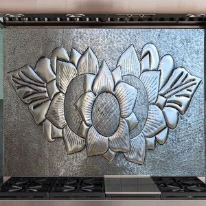Copper Sunflower Wall Art, Floral Artwork, Botanical, Handmade Copper Tile for Fireplace, Kitchen Backsplash, Indoor & Outdoor Wall Deco